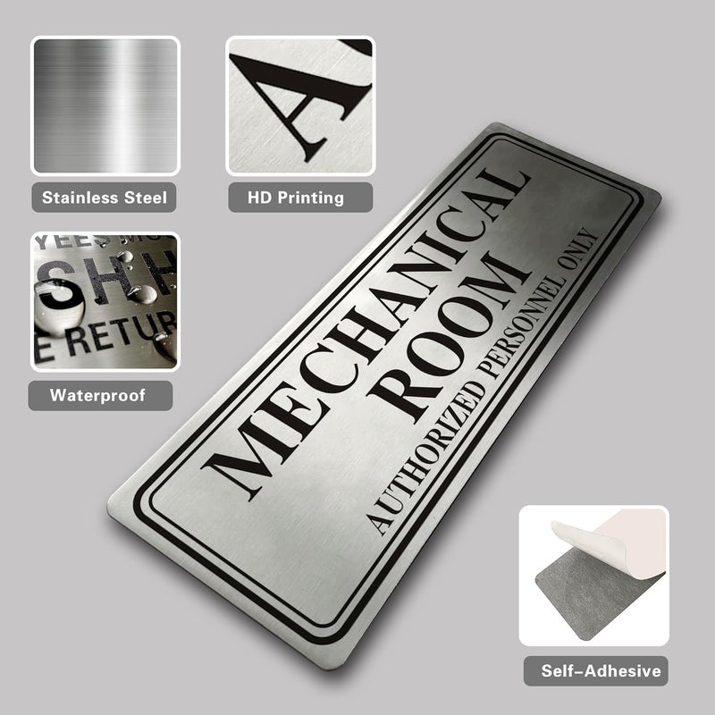 LEMBANG Metal Stainless Steel Authorized Personnel Only Sign，9x3in (Mechanical Room) - Image 2